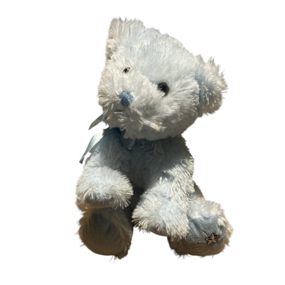 RUSS SHINING STARS Blue Bear Teddy Bear with Blue Bow 8" Sitting Plush - Picture 2 of 8